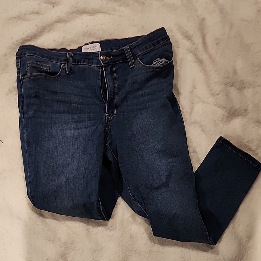 Crown & Ivy Blue Straight Leg Jeans